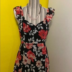 Forever 21 Black/Coral Mini Woven Dress